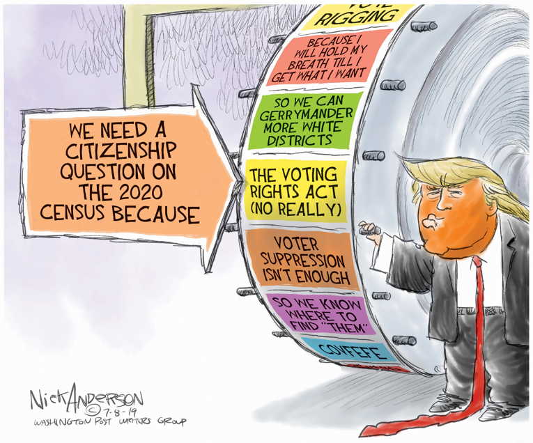 Political/Editorial Cartoon by Nick Anderson, Houston Chronicle on Trump Mulls Defying Supreme Court