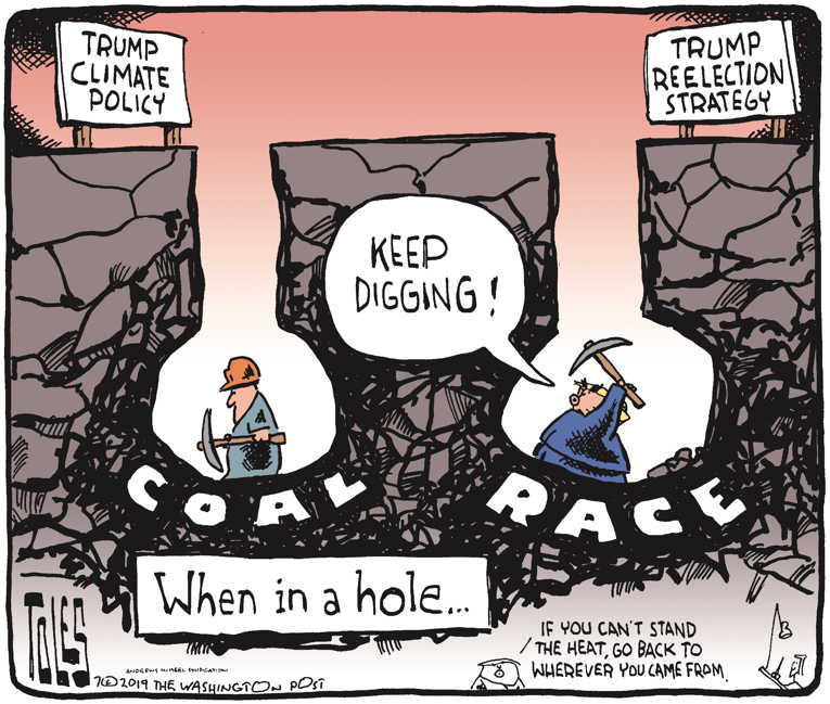 Political/Editorial Cartoon by Tom Toles, Washington Post on Trump Rallies His Base