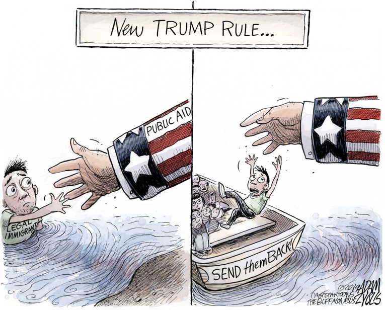 Political/Editorial Cartoon by Adam Zyglis, The Buffalo News on Trump Cracks Down on Immigrants