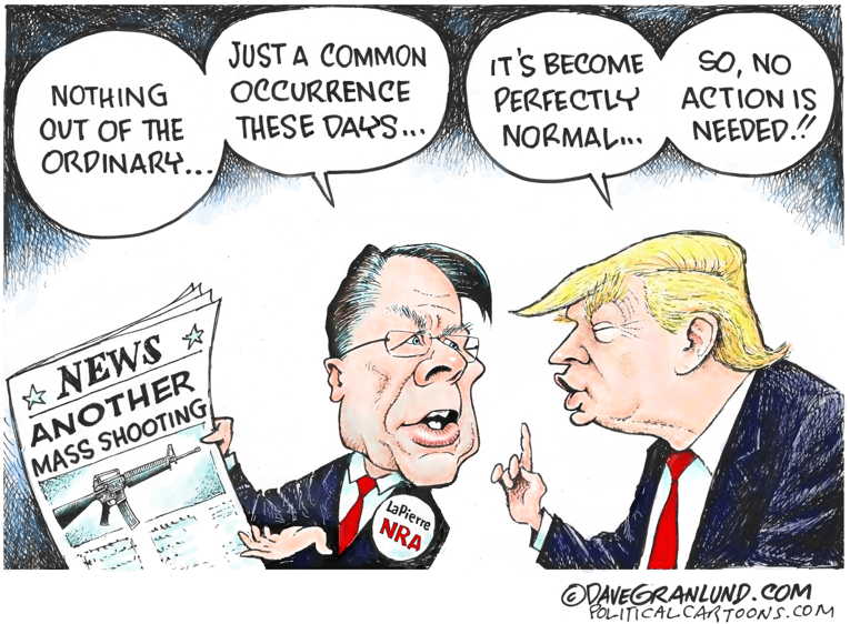 Political/Editorial Cartoon by Dave Granlund on Gun Terror in Texas