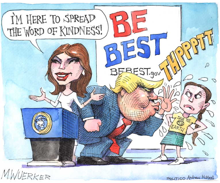 Political/Editorial Cartoon by Matt Wuerker, Politico on Trump Mocks Greta Thunberg