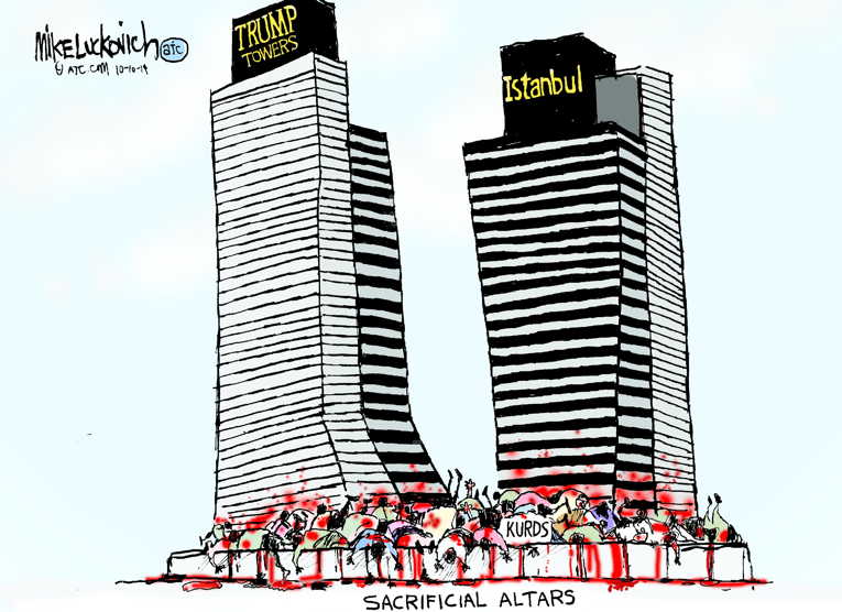 Political/Editorial Cartoon by Mike Luckovich, Atlanta Journal-Constitution on Trump Makes Deal With Turkey