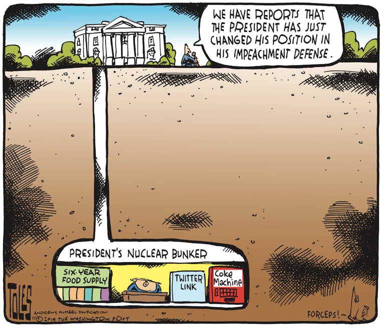 Political/Editorial Cartoon by Tom Toles, Washington Post on Trump Changes Defense Strategy