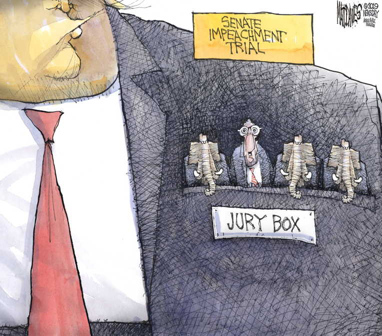 Political/Editorial Cartoon by Matt Davies, Journal News on Senate Prepares for Acquittal