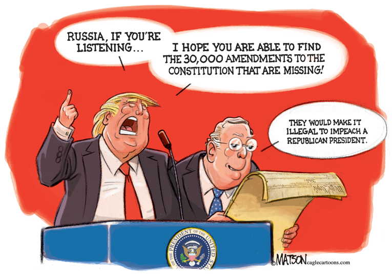 Political/Editorial Cartoon by RJ Matson, Cagle Cartoons on McConnell Promises Unfair Trial