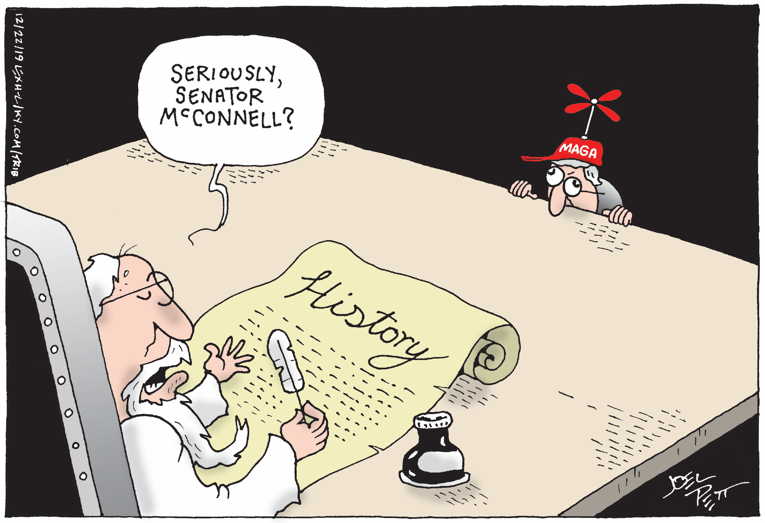 Political/Editorial Cartoon by Joel Pett, Lexington Herald-Leader, CWS/CartoonArts Intl. on McConnell Promises Unfair Trial