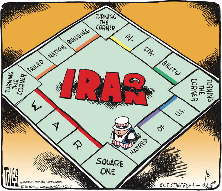 Political/Editorial Cartoon by Tom Toles, Washington Post on Trump Assassinates Soleimani