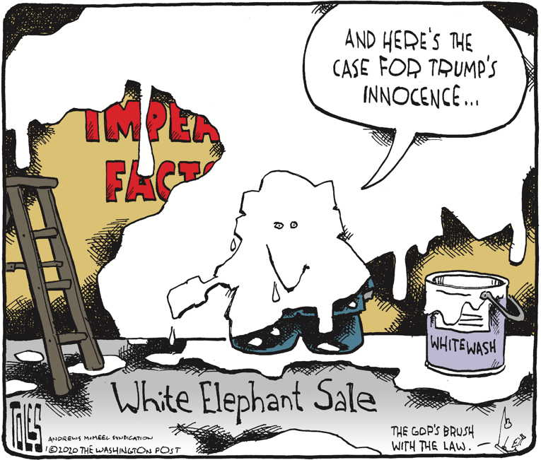 Political/Editorial Cartoon by Tom Toles, Washington Post on Impeachment Trial Begins