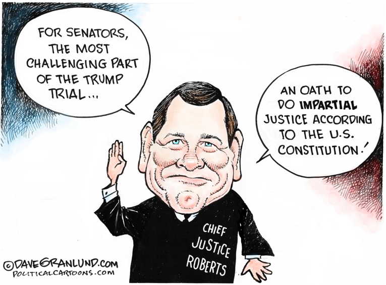 Political/Editorial Cartoon by Dave Granlund on Impeachment Trial Begins