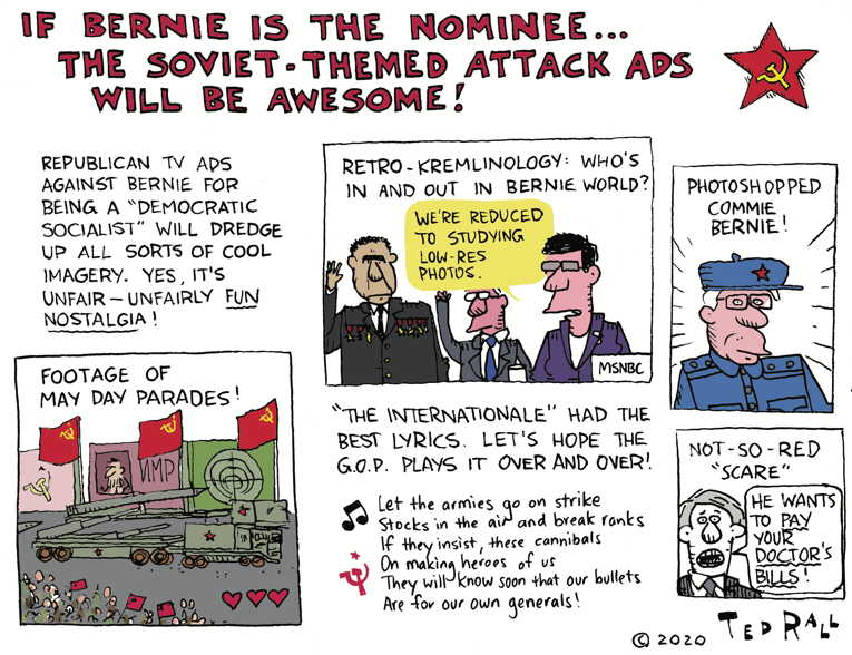 Political/Editorial Cartoon by Ted Rall on Bernie Wins Iowa