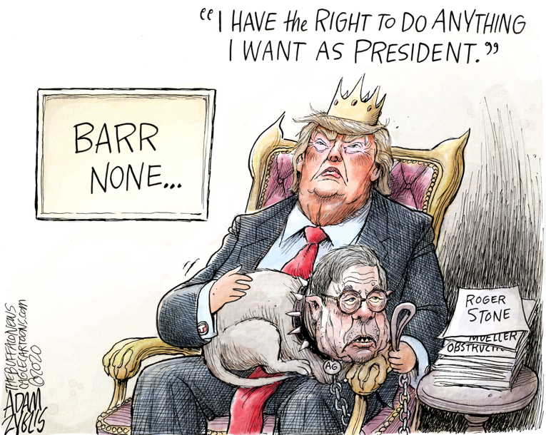 Political/Editorial Cartoon by Adam Zyglis, The Buffalo News on Barr Shuns Limelight
