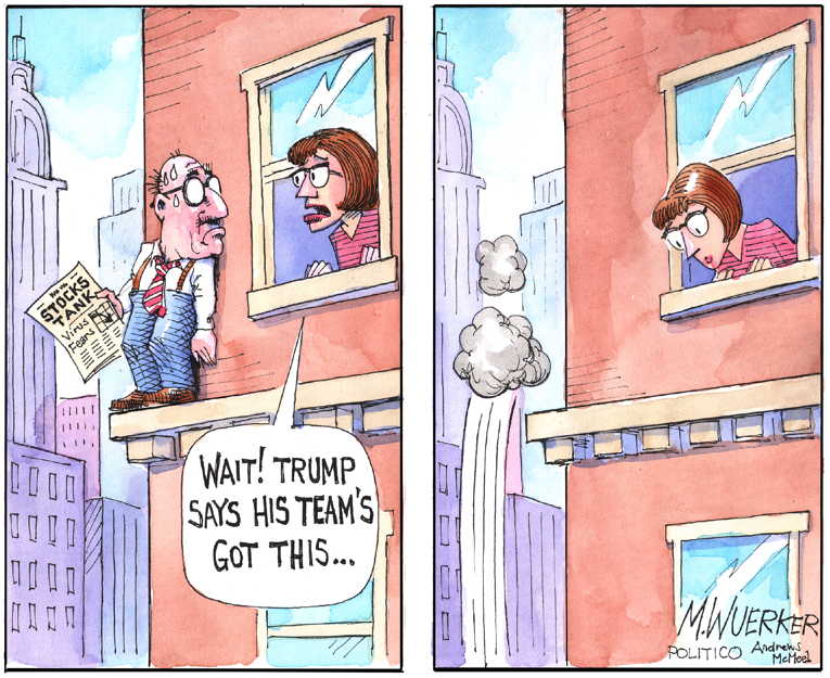 Political/Editorial Cartoon by Matt Wuerker, Politico on Stock Market Plunges