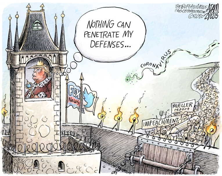Political/Editorial Cartoon by Adam Zyglis, The Buffalo News on President’s Confidence Rising