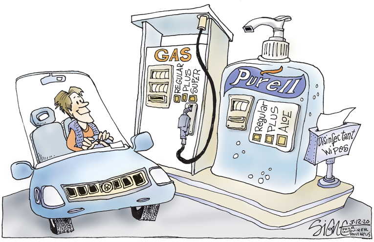 Political/Editorial Cartoon by Signe Wilkinson, Philadelphia Daily News on Schools Closed, Events Cancelled
