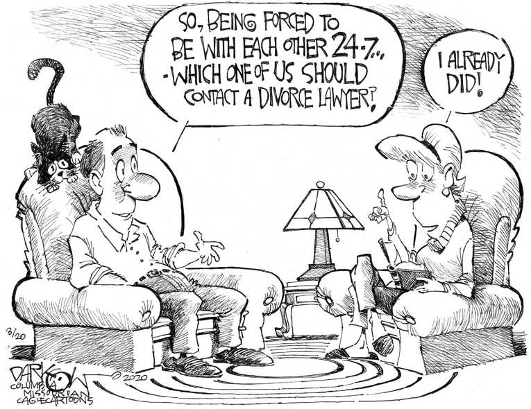 Political/Editorial Cartoon by John Darkow, Columbia Daily Tribune, Missouri on Americans Sheltering in Place