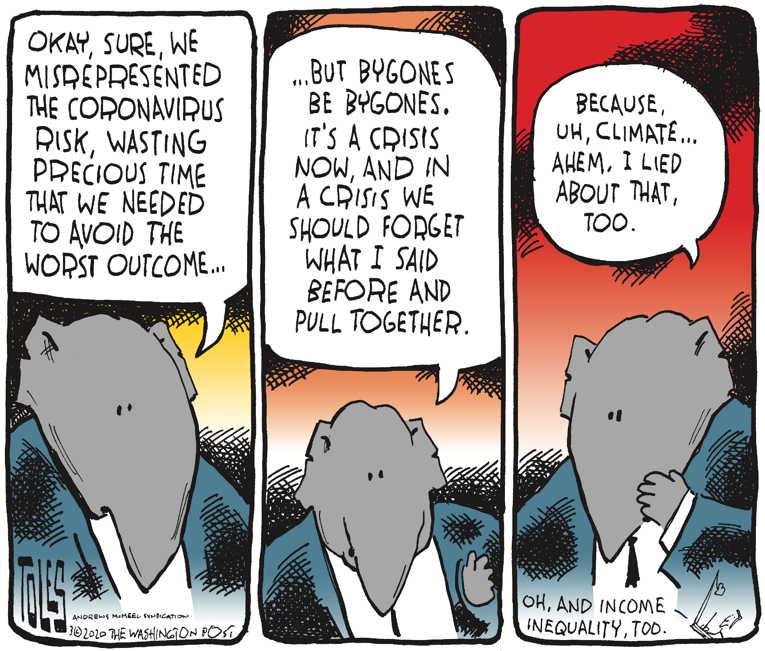 Political/Editorial Cartoon by Tom Toles, Washington Post on Republicans Invoke Trickle Down