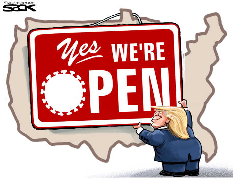 Political/Editorial Cartoon by Steve Sack, Minneapolis Star Tribune on “Cure Worse Than Problem”