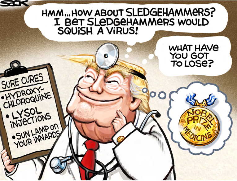 Political/Editorial Cartoon by Steve Sack, Minneapolis Star Tribune on Trump Goes Full Monty