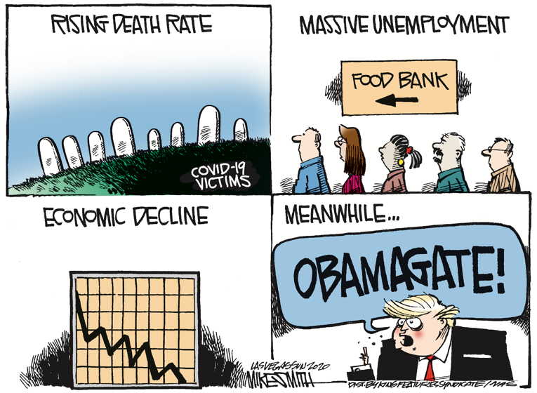 Political/Editorial Cartoon by Mike Smith, Las Vegas Sun on Former President Accused