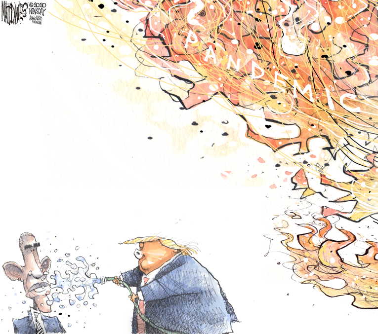 Political/Editorial Cartoon by Matt Davies, Journal News on Former President Accused