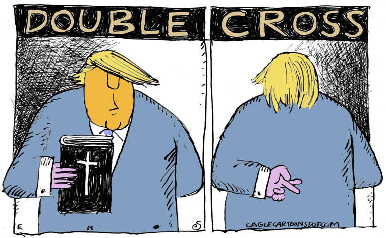 Political/Editorial Cartoon by Randall Enos, Cagle Cartoons on President Visits Church