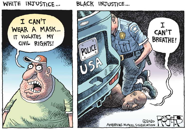 Political/Editorial Cartoon by Rob Rogers on America Erupts