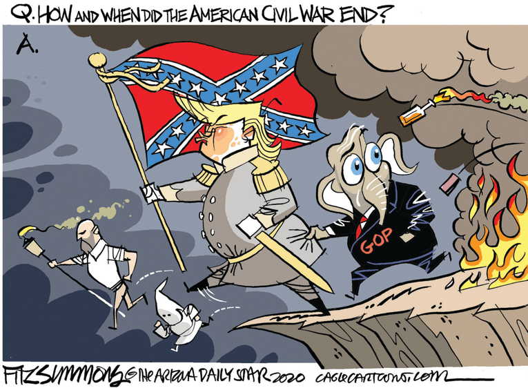 Political/Editorial Cartoon by David Fitzsimmons, Arizona Daily Star, Tucson AZ on Trump Threatens Military Action