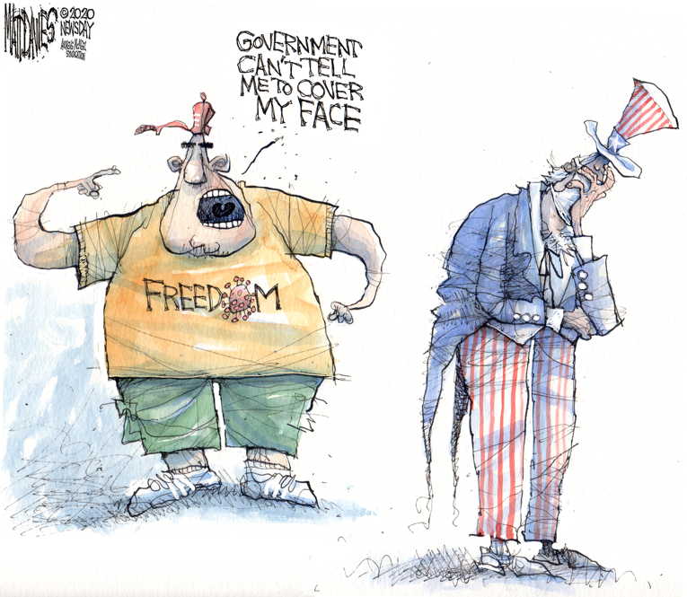 Political/Editorial Cartoon by Matt Davies, Journal News on America Struggles With Covid
