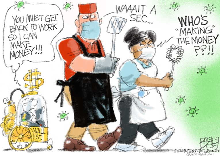 Political/Editorial Cartoon by Pat Bagley, Salt Lake Tribune on America Struggles With Covid