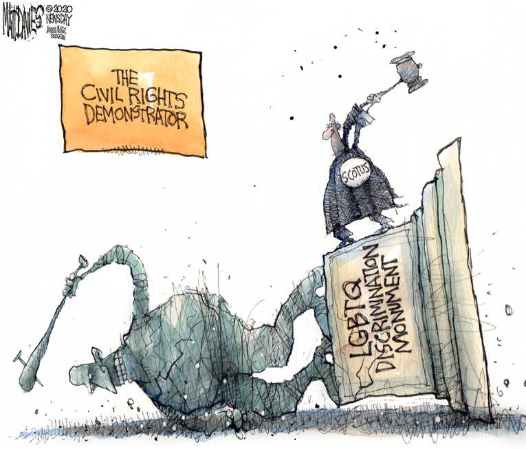 Political/Editorial Cartoon by Matt Davies, Journal News on Supreme Court Affirms LGTBQ Rights
