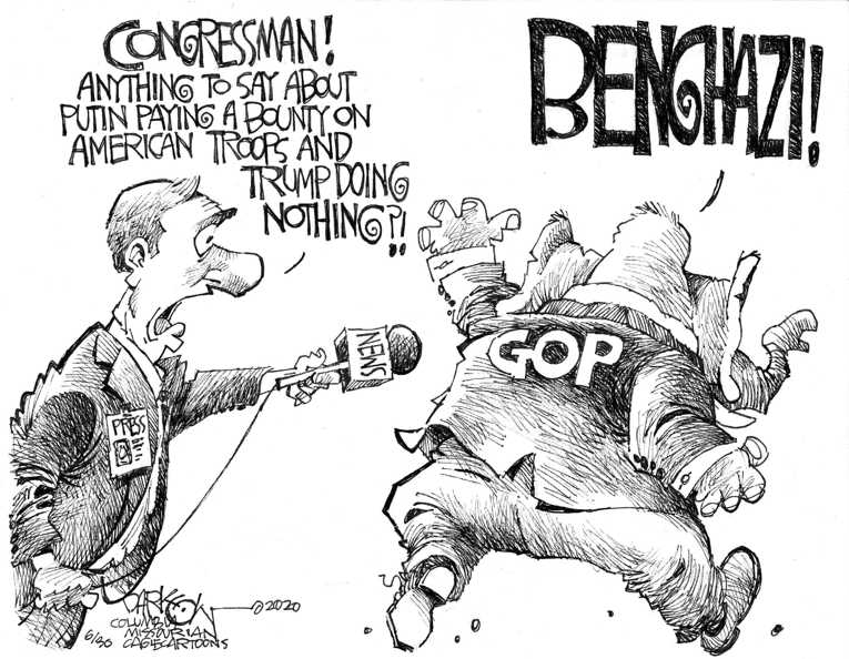 Political/Editorial Cartoon by John Darkow, Columbia Daily Tribune, Missouri on Russia Targeted U.S. Soldiers