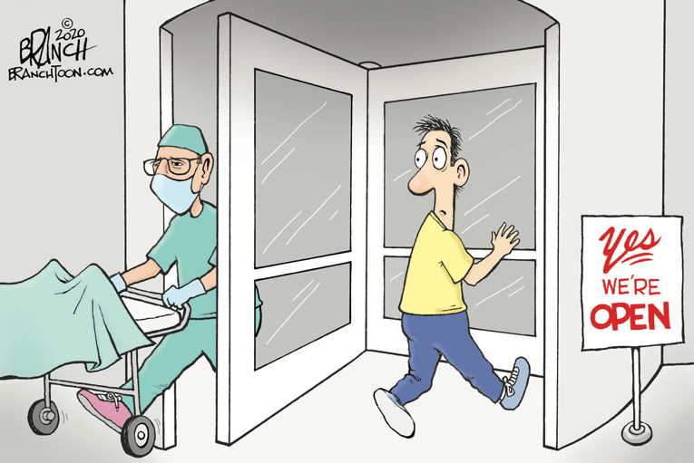 Political/Editorial Cartoon by John Branch, San Antonio Express-News on Covid-19 Cases Soaring