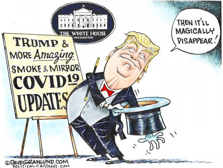 Political/Editorial Cartoon by Dave Granlund on President Pushes Reopening