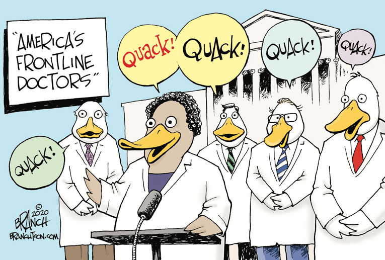 Political/Editorial Cartoon by John Branch, San Antonio Express-News on Trump Lauds Ineffective Drug