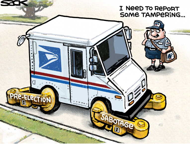 Political/Editorial Cartoon by Steve Sack, Minneapolis Star Tribune on USPS Under Attack