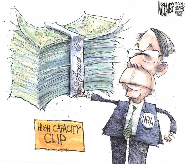 Political/Editorial Cartoon by Matt Davies, Journal News on NRA Under Fire