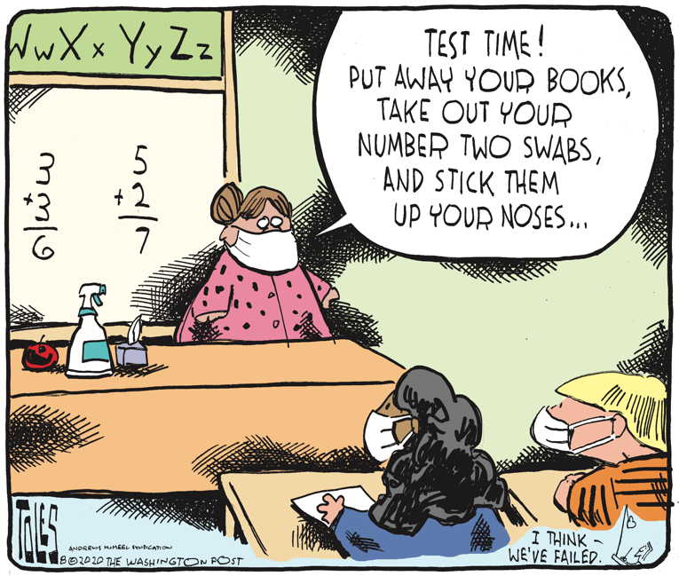 Political/Editorial Cartoon by Tom Toles, Washington Post on Schools Prepare to Reopen