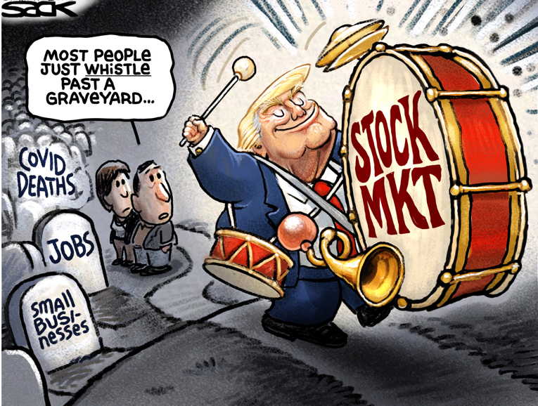 Political/Editorial Cartoon by Steve Sack, Minneapolis Star Tribune on President Doubles Down