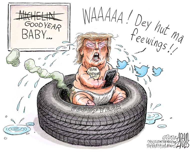 Political/Editorial Cartoon by Adam Zyglis, The Buffalo News on President Doubles Down