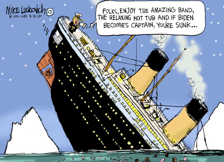 Political/Editorial Cartoon by Mike Luckovich, Atlanta Journal-Constitution on Trump Delivers Powerful Speech