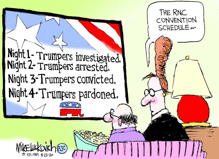 Political/Editorial Cartoon by Mike Luckovich, Atlanta Journal-Constitution on Convention Messaging Powerful