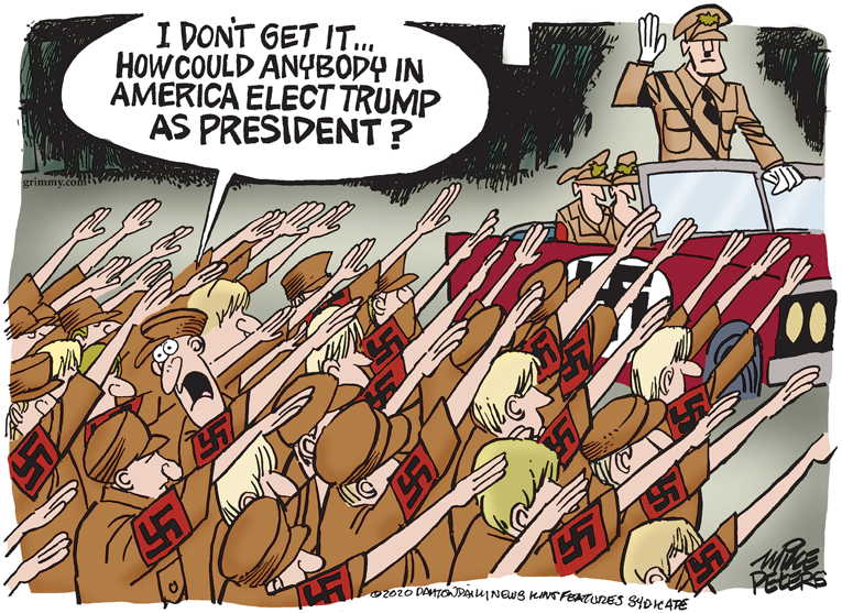 Political/Editorial Cartoon by Mike Peters, Dayton Daily News on Trump Trails Biden