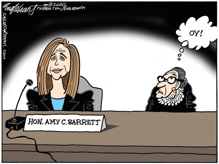 Political/Editorial Cartoon by Bob Englehart, Hartford Courant on GOP Dances on RBG’s Grave