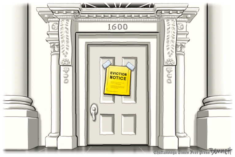 Political/Editorial Cartoon by Clay Bennett, Chattanooga Times Free Press on Trump Claims Victory