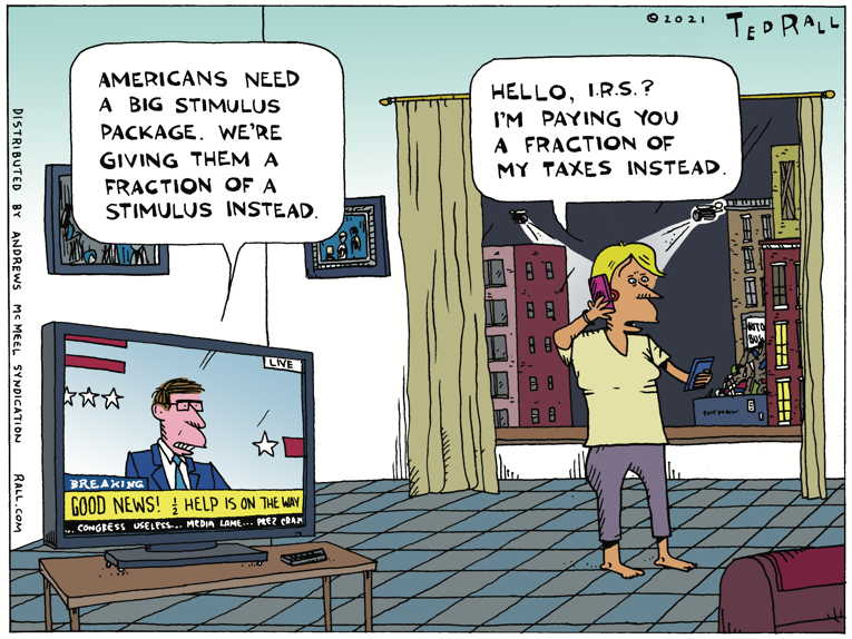 Political/Editorial Cartoon by Ted Rall on Congress Bites the Bullet
