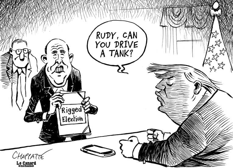 Political/Editorial Cartoon by Patrick Chappatte, International Herald Tribune on Trump: I Won in a Landslide