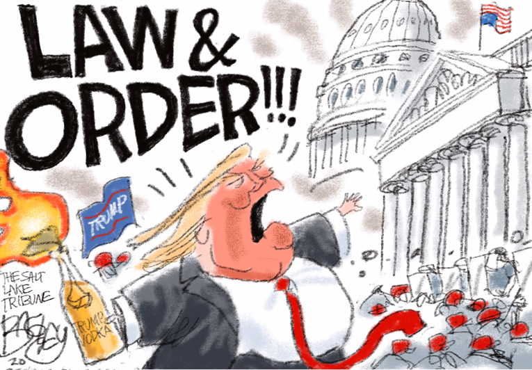 Political/Editorial Cartoon by Pat Bagley, Salt Lake Tribune on Capitol Building Attacked