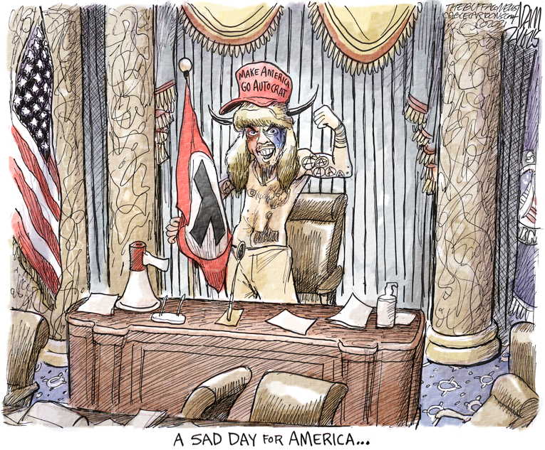 Political/Editorial Cartoon by Adam Zyglis, The Buffalo News on Capitol Building Attacked