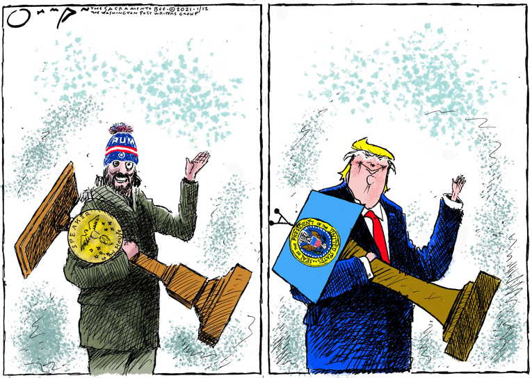 Political/Editorial Cartoon by Jack Ohman, The Oregonian on Capitol Building Attacked