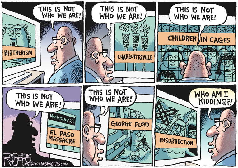 Political/Editorial Cartoon by Rob Rogers on Capitol Building Attacked